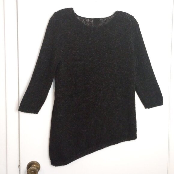 Chico's Glenda Asymmetrical Black Sweater Sz 1 - Picture 5 of 8